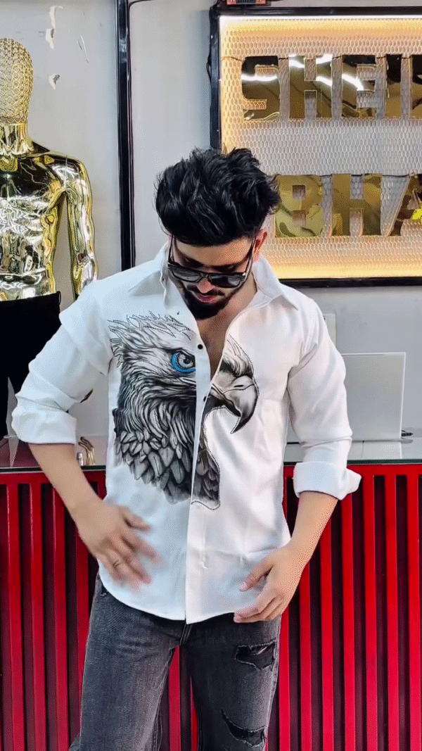 Men’s Fierce Eagle Print Shirt | Lavender Statement Piece | Streetwear Vibe - Image 2