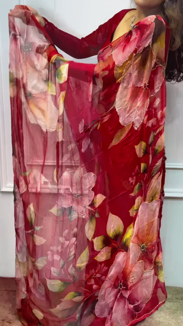 Ethnic Motifs Embroidered Zari Semi Silk Saree – A Fusion of Tradition and Elegance - Image 5
