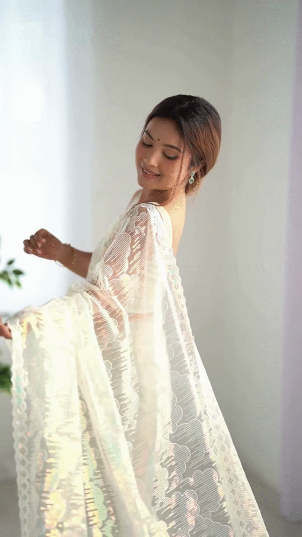 Ivory Elegance – A Saree of Pure Grace - Image 2