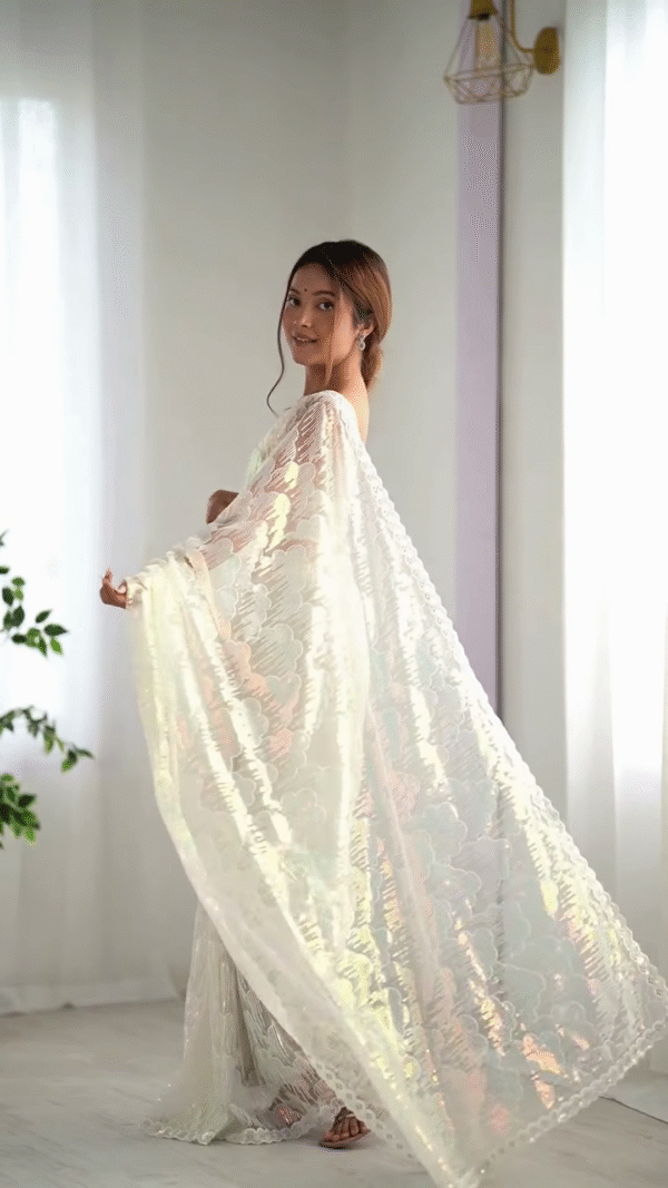 Ivory Elegance – A Saree of Pure Grace - Image 3