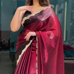 Midnight Elegance – A Statement Black & Red Silk Saree