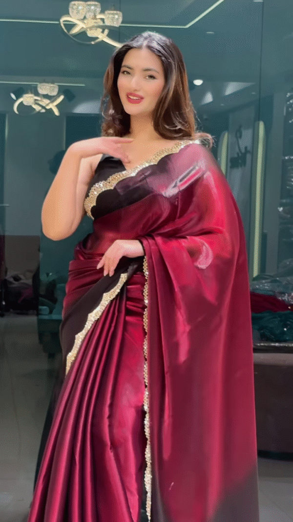 Midnight Elegance – A Statement Black & Red Silk Saree