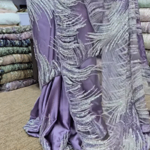 Elegant Lavender Shine – Designer Embroidered Saree