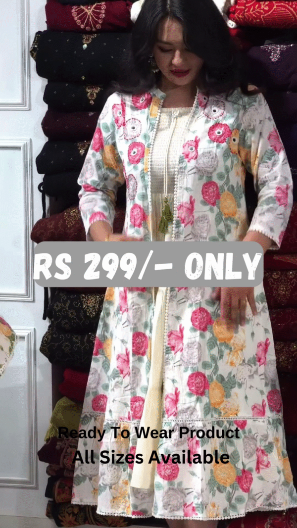 🌸 Elegant Floral Printed Long Shrug – A Stylish Wardrobe Essential! 🌸