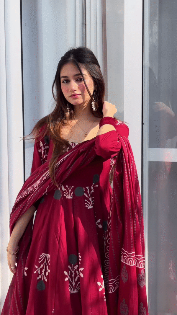 🌹 Timeless Grace – Maroon Ethnic Anarkali Set 🌹 - Image 6