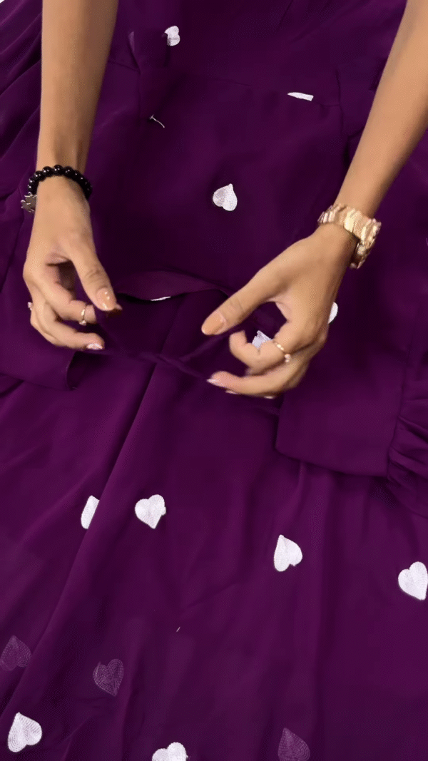 💜 Enchanting Purple Heart-Print Anarkali Set 💜 - Image 4