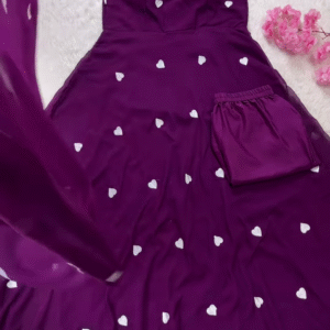 💜 Enchanting Purple Heart-Print Anarkali Set 💜