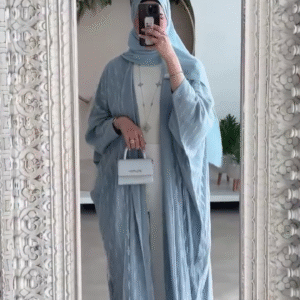 🧊 Mint Luxe Satin Abaya – Soft Glamour in Every Step