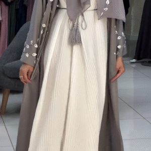 🌸 Pearl Dust Two-Tone Abaya Set