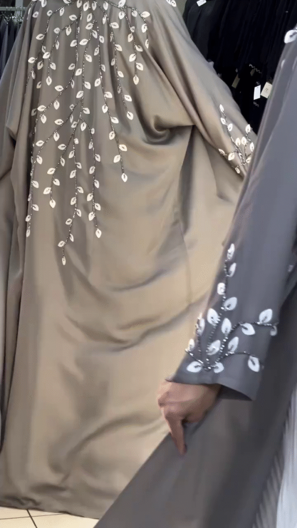 🌸 Pearl Dust Two-Tone Abaya Set - Image 3